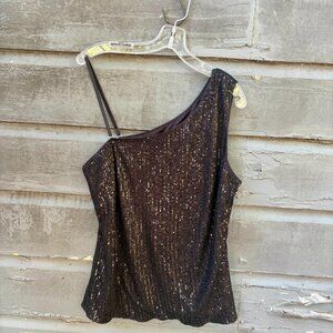 Grace Karin Asymmetrical Off Shoulder Black Sequin Top